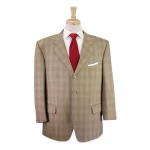 Ermenegildo Zegna Light Brown Plaid 3-Btn Wool Luxury Suit 44S